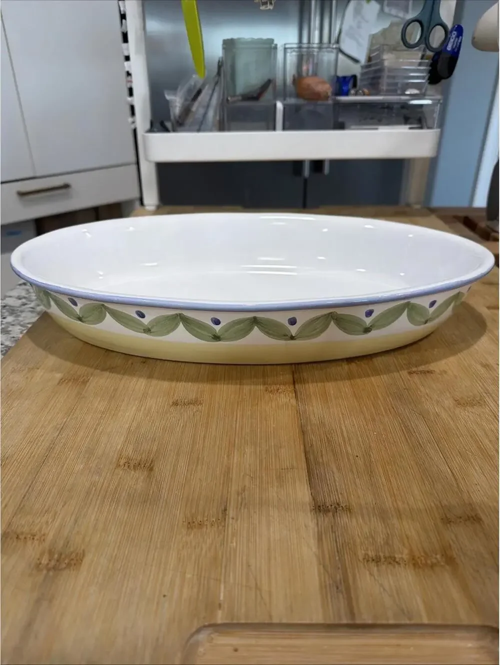 VTG Williams Sonoma Marisol 17” Oval Baker Serving Dish Italian Pottery Blue *